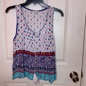 floral Aztec cropped tank top